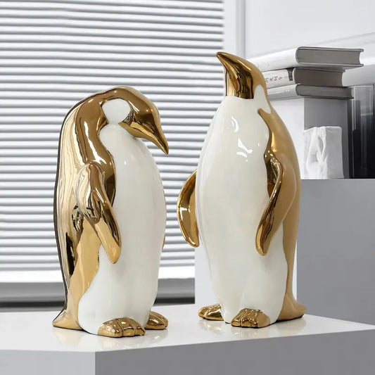 ペンギン 置物 リッチ ゴールド シルバー