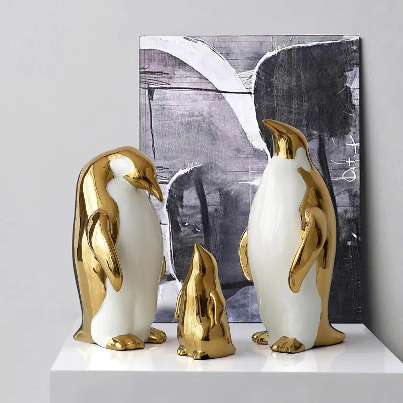ペンギン 置物 リッチ ゴールド シルバー