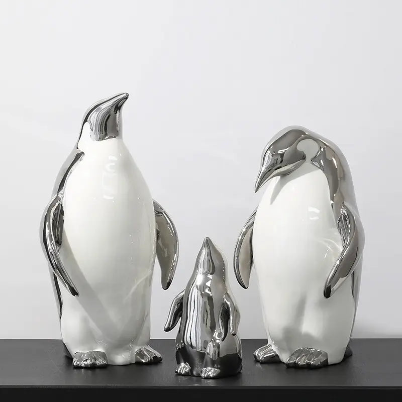ペンギン 置物 リッチ ゴールド シルバー