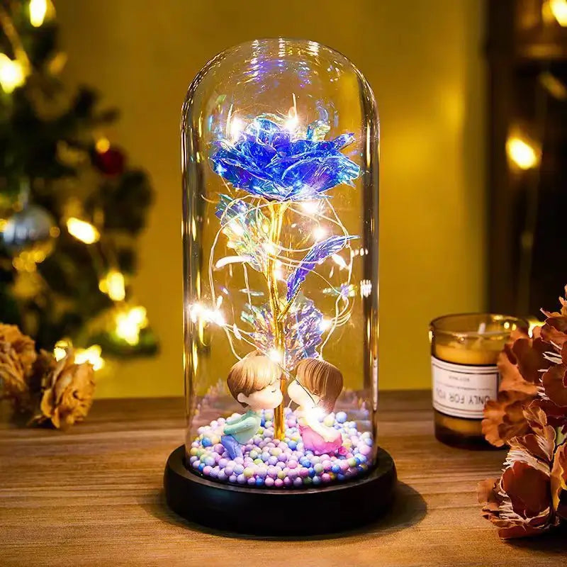 バラ造花 LEDライト 誕生日ギフト バレンタインデーギフト ブルー