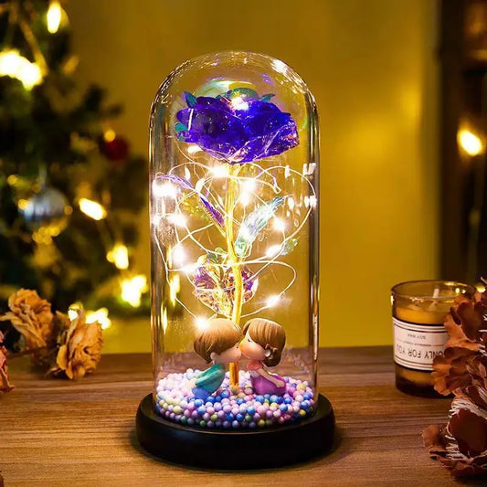 バラ造花 LEDライト 誕生日ギフト バレンタインデーギフト パープル
