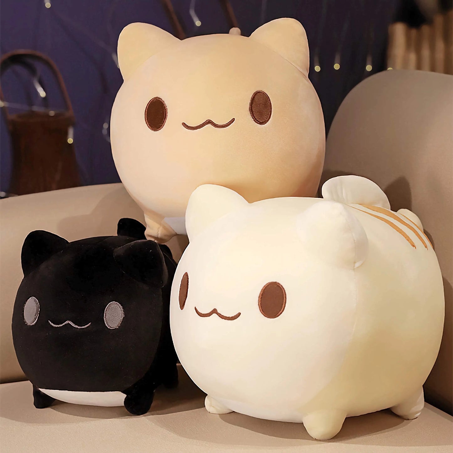 ぬいぐるみ ネコ かわいい ブラック  ベージュ ライトブラウン