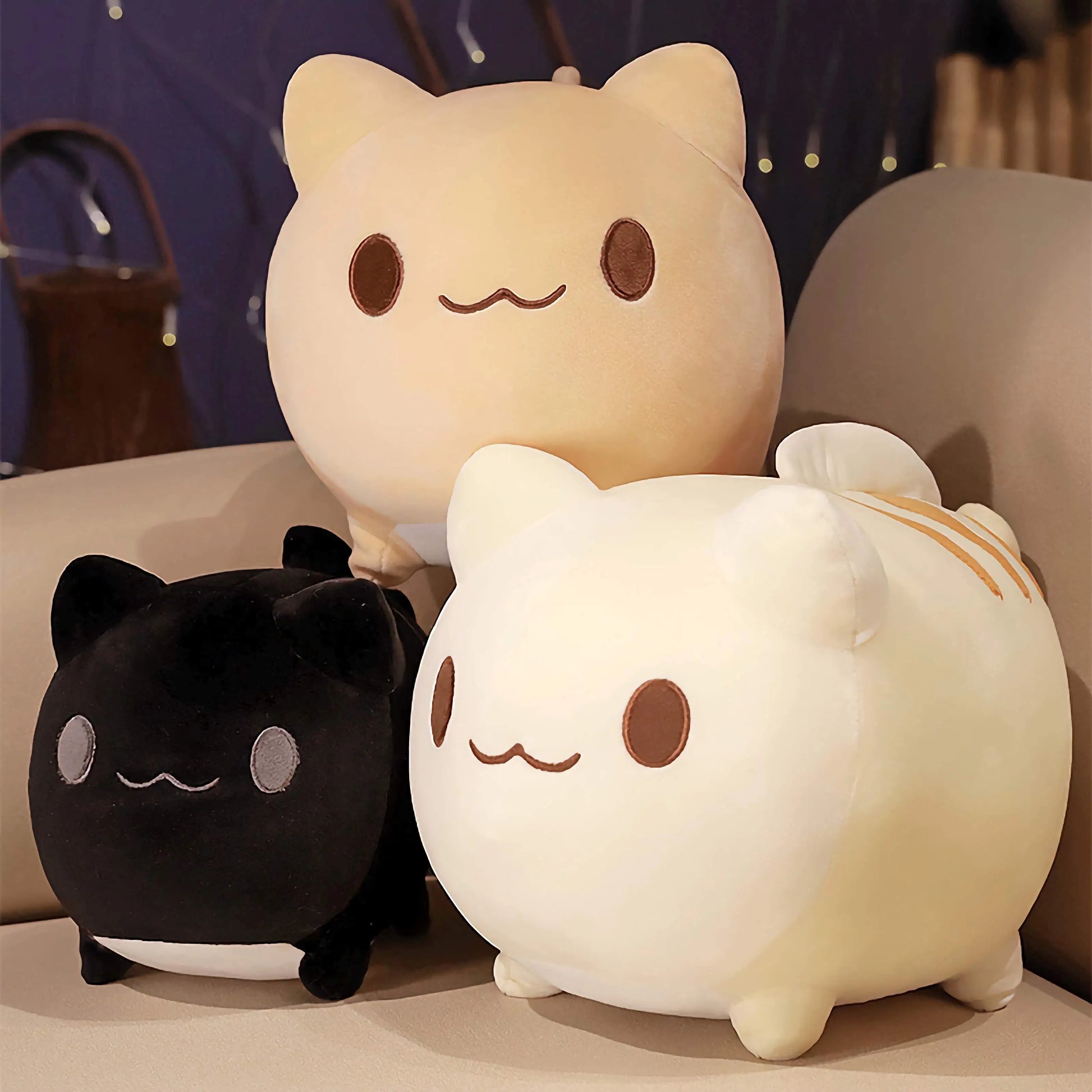 ぬいぐるみ ネコ かわいい ブラック  ベージュ ライトブラウン