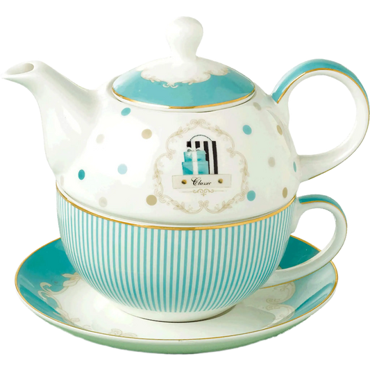 Floris ヨーロピアンスタイル ティーポット・ティーカップ・ソーサーセット ミストグリーン