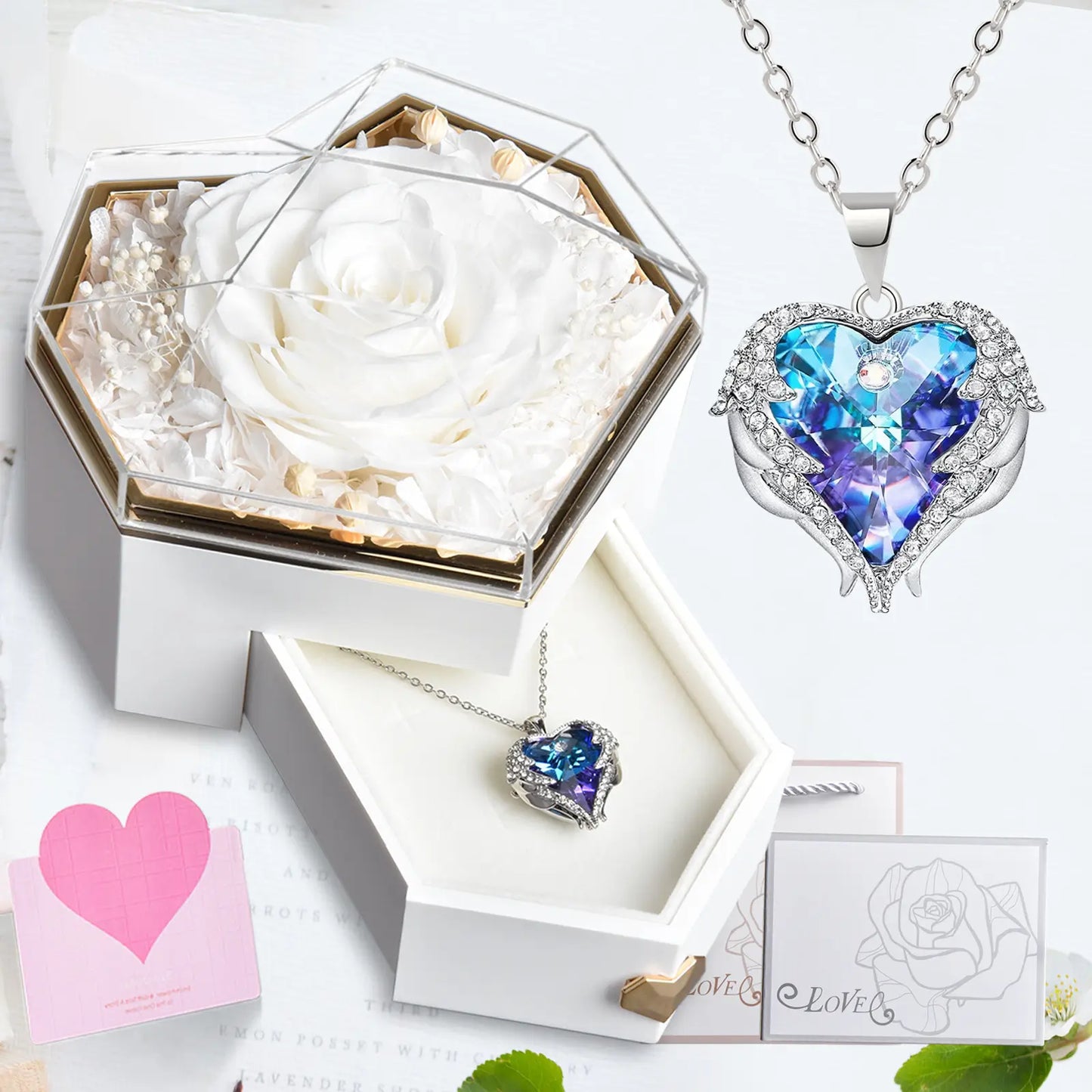 ギフトボックス ジュエリーボックス 人工の花 ギフト 誕生日プレゼント ホワイト ルクスシャル LuxeChar