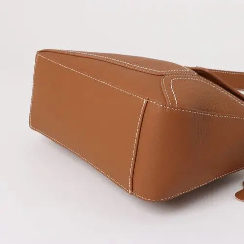牛革 本革 ジオメトリックピローバッグ ブラウン 底 ルクスシャル Luxechar