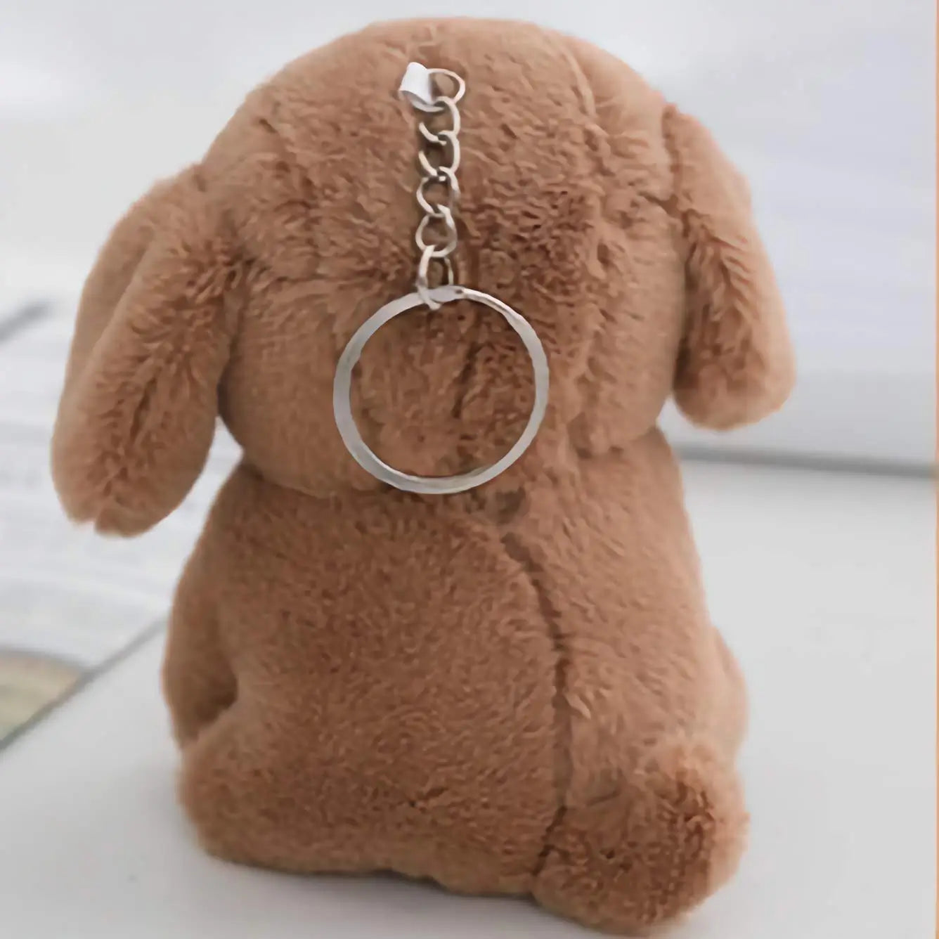 ぬいぐるみ キーホルダー イヌ かわいい 小さい 12cm ブラウン 背面 ルクスシャル Luxechar