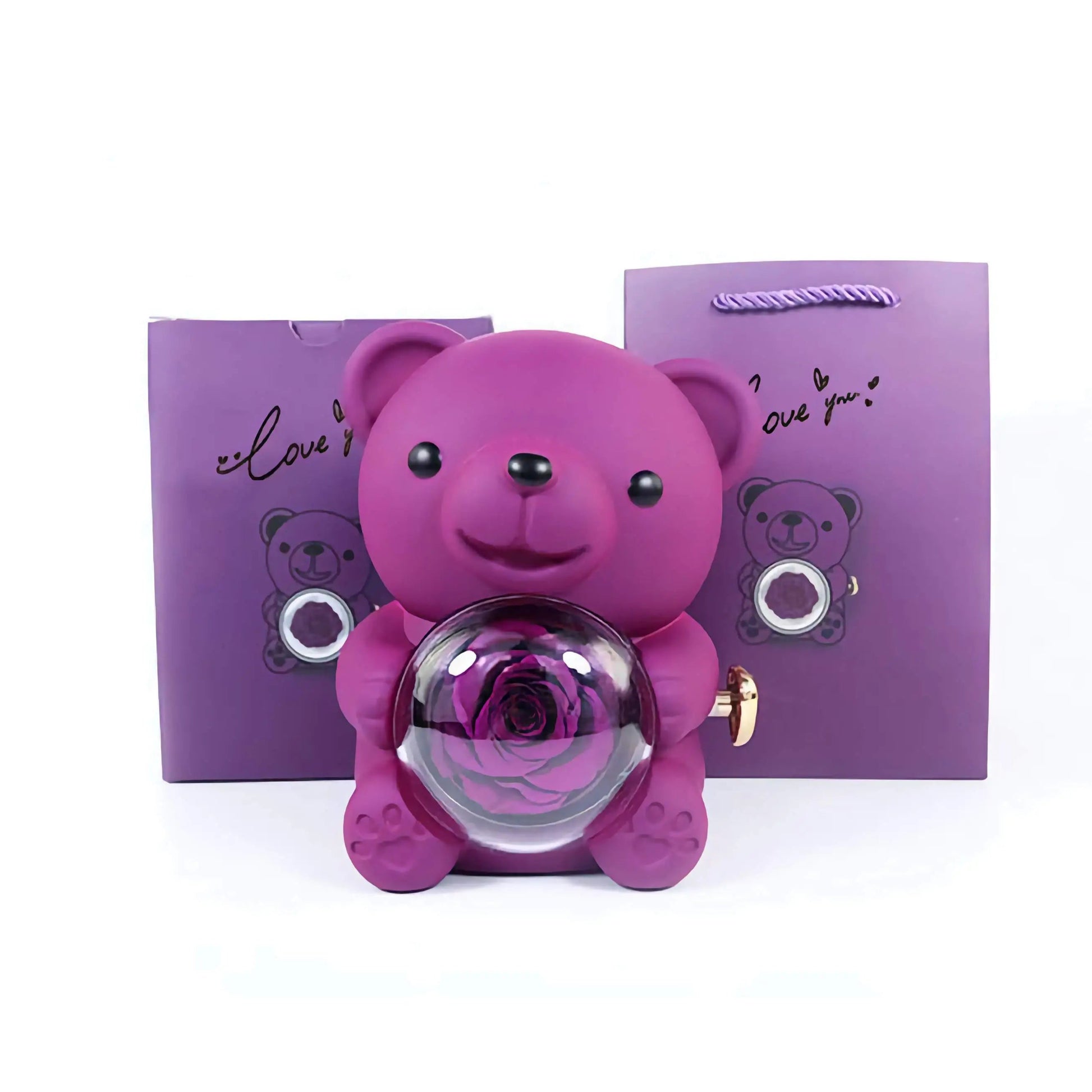 回転するクマのギフトボックス ジュエリーボックス ギフト 誕生日プレゼント パープル - ルクスシャル LuxeChar