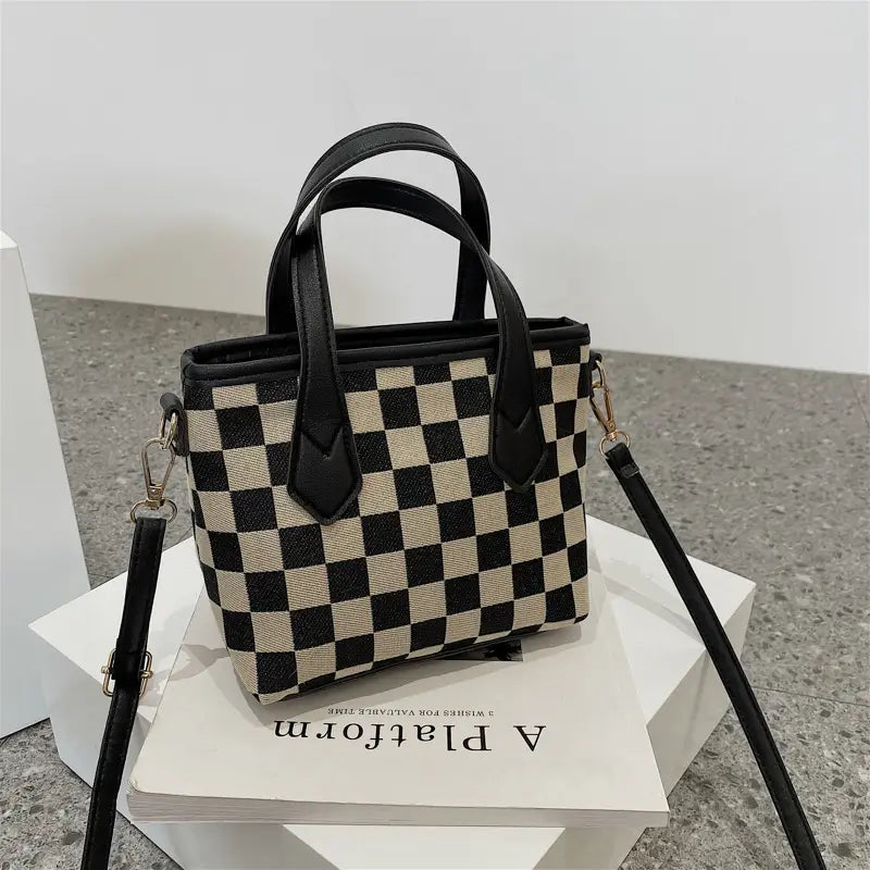 ミニバッグ チェック 千鳥格子 レディース ブラック ルクスシャル Luxe Char