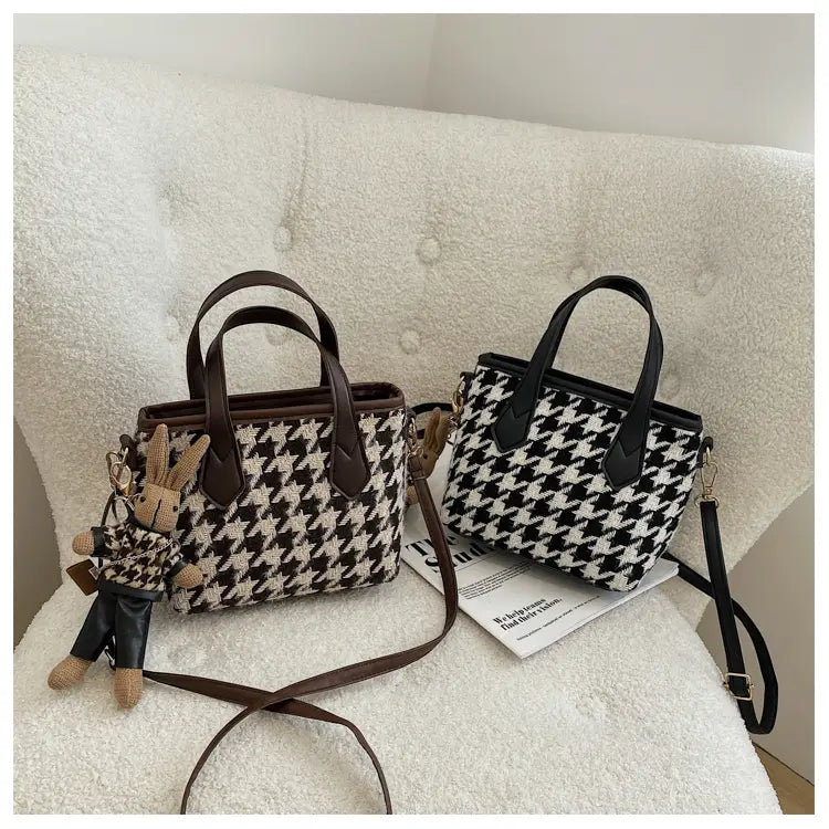 ミニバッグ チェック 千鳥格子 レディース ブラック ブラウン ルクスシャル Luxe Char