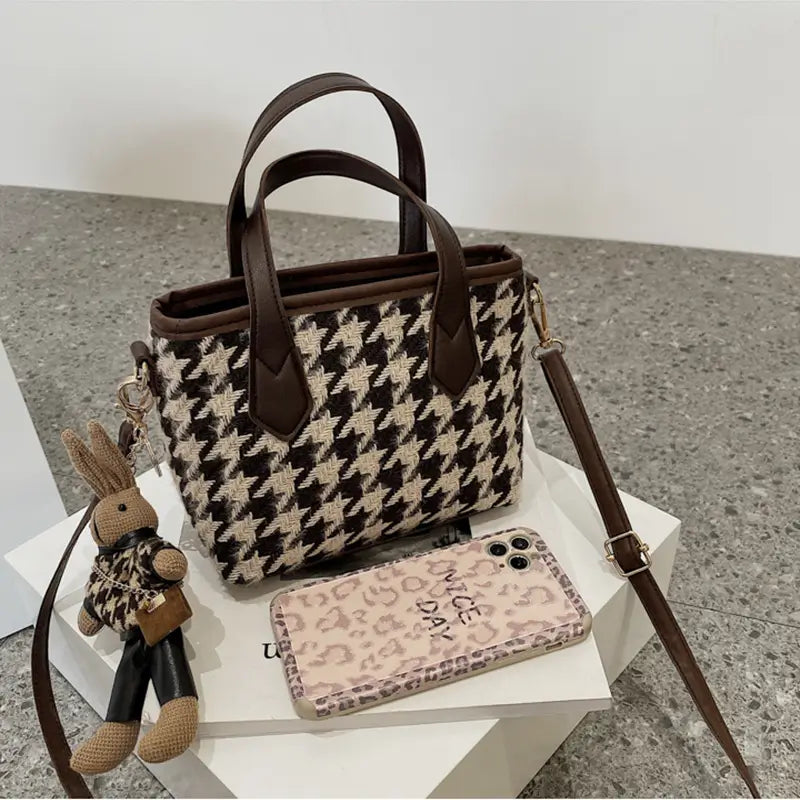 ミニバッグ チェック 千鳥格子 レディース ブラウン ルクスシャル Luxe Char