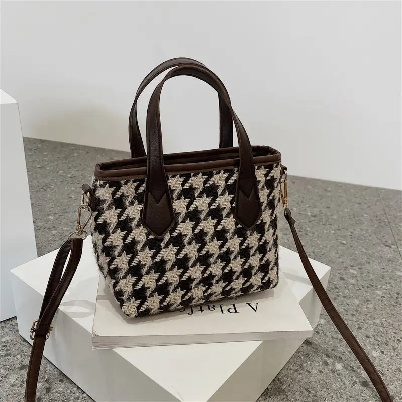 ミニバッグ チェック 千鳥格子 レディース ブラウン ルクスシャル Luxe Char