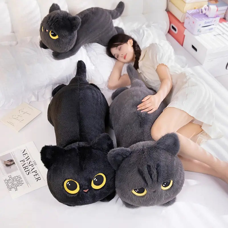ネコ ぬいぐるみ 抱き枕 50cm 70cm 90cm ブラック グレー