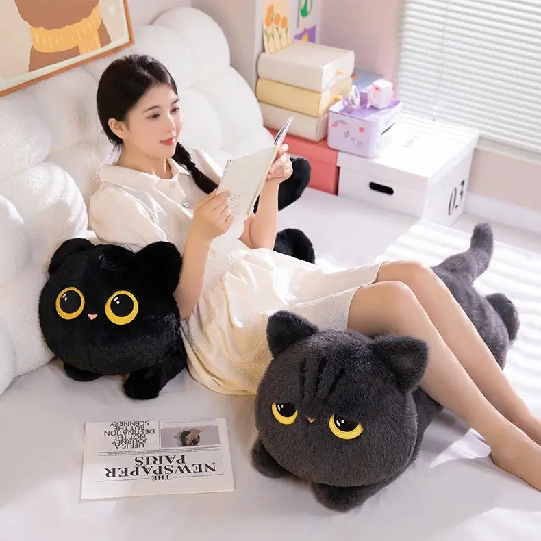 ネコ ぬいぐるみ 抱き枕 50cm 70cm 90cm ブラック グレー