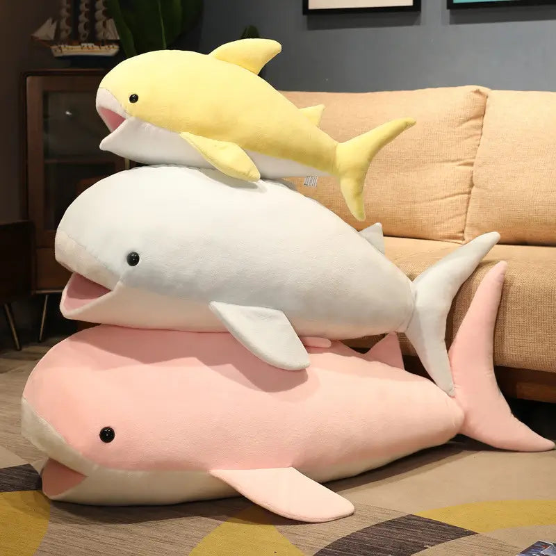 Large stuffed shark 55cm 70cm 120cm 150cm Light blue Pink Yellow