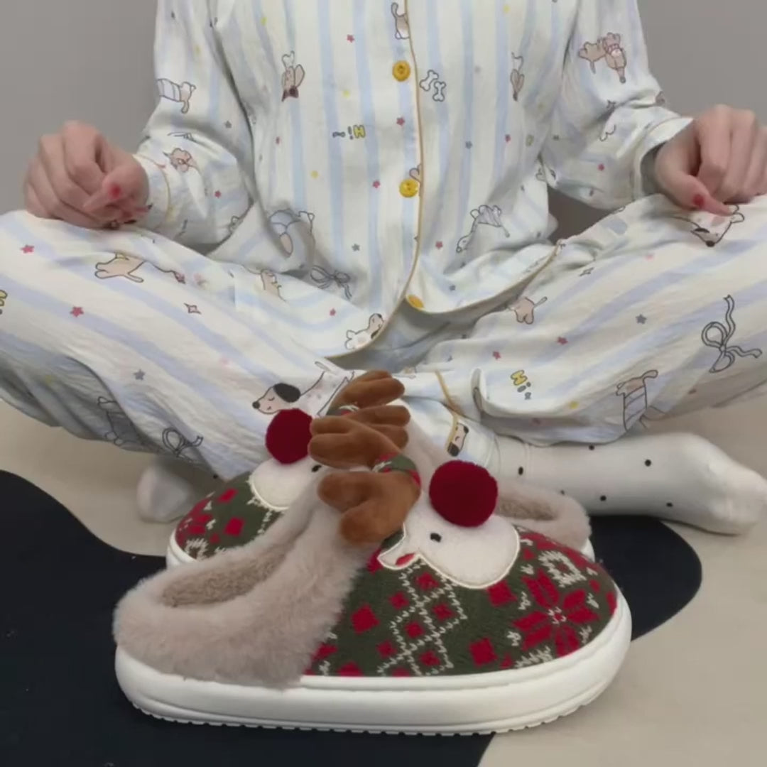 可愛いクリスマスのぬいぐるみスリッパ 冬用_02 ルクスシャル Luxe Char