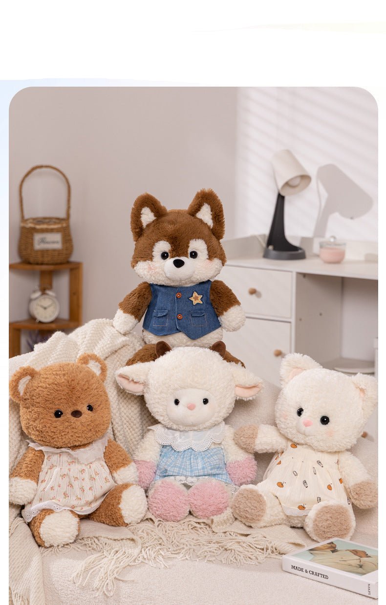 ぬいぐるみ キツネ ヒツジ ゾウ クマ ウサギ オオカミ ネコ デニム スカート - ルクス・シャル Luxe Char