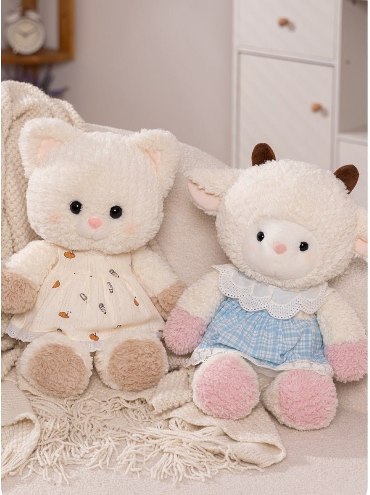 ぬいぐるみ キツネ ヒツジ ゾウ クマ ウサギ オオカミ ネコ デニム スカート - ルクス・シャル Luxe Char