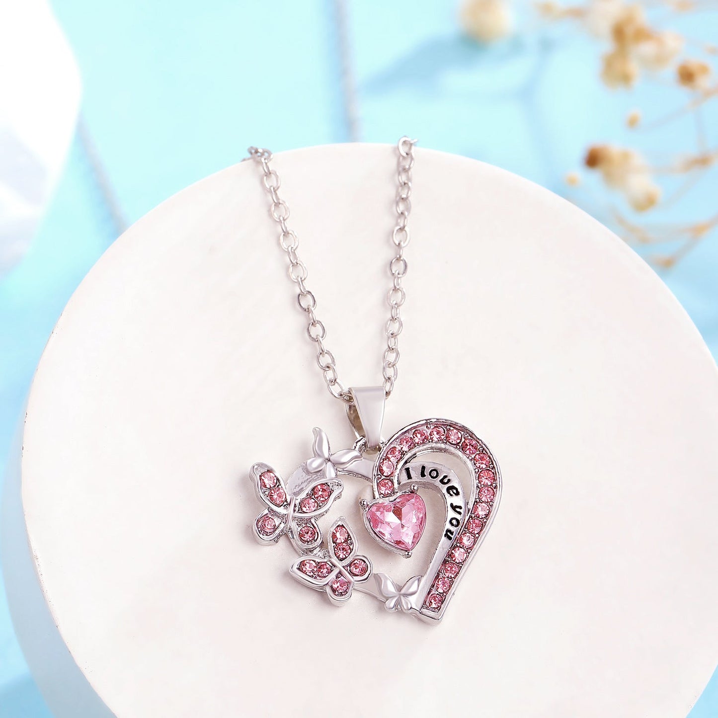 ラブ ネックレス ラインストーン付き バレンタインデー 誕生日プレゼント - ルクス・シャル Luxe Char