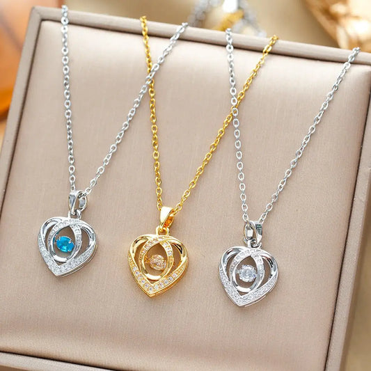 ラブ ネックレス プレゼント おしゃれ ブルー ゴールド シルバー - ルクスシャル Luxe Char