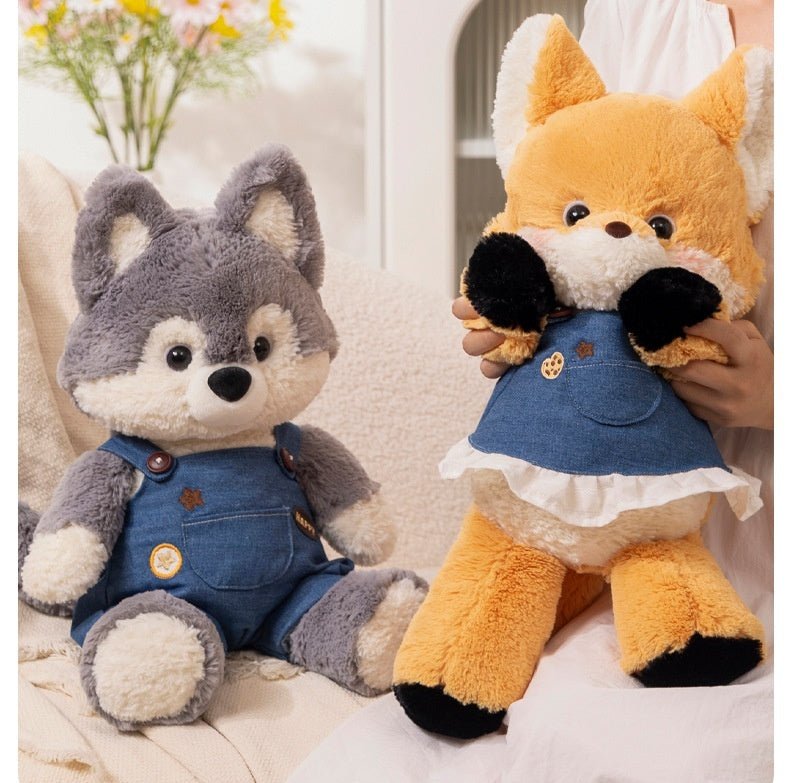 ぬいぐるみ キツネ ヒツジ ゾウ クマ ウサギ オオカミ ネコ デニム スカート - ルクス・シャル Luxe Char