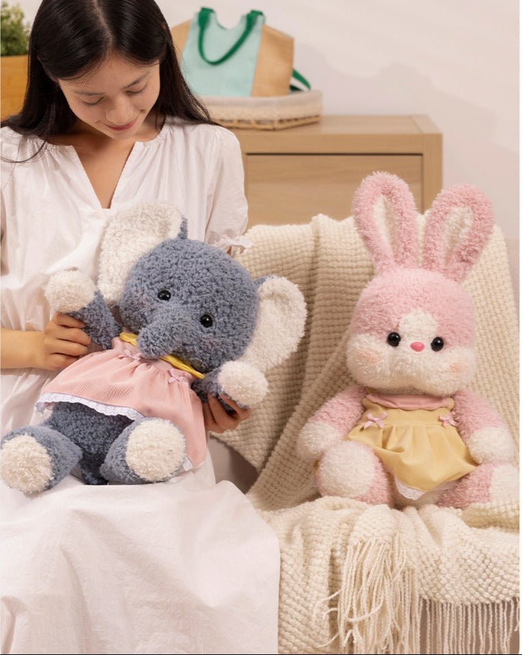 ぬいぐるみ キツネ ヒツジ ゾウ クマ ウサギ オオカミ ネコ デニム スカート - ルクス・シャル Luxe Char