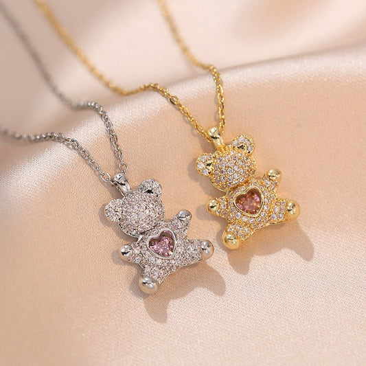 ネックレス 熊 ハート キラキラ - ルクス・シャル Luxe Char