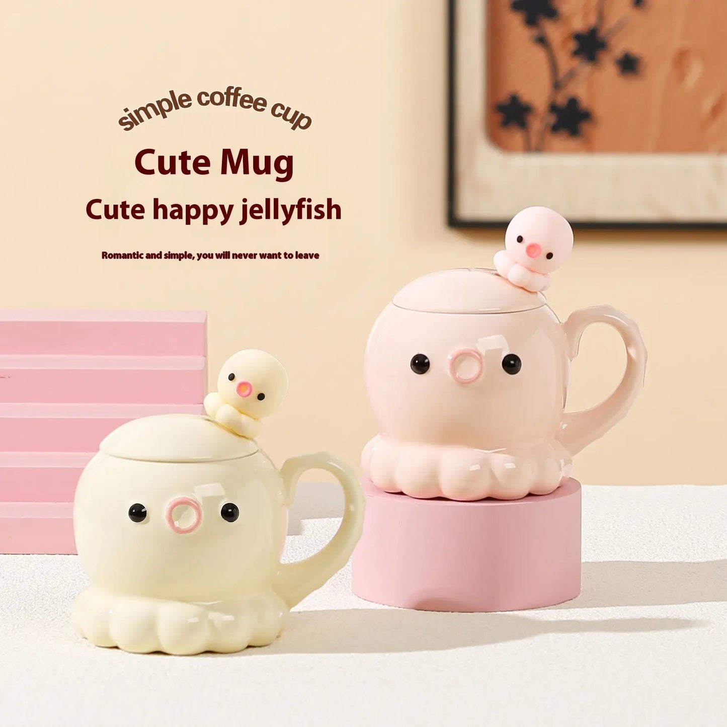 タコ セラミックカップ コーヒーカップ 誕生日プレゼント カバー&スプーン付き