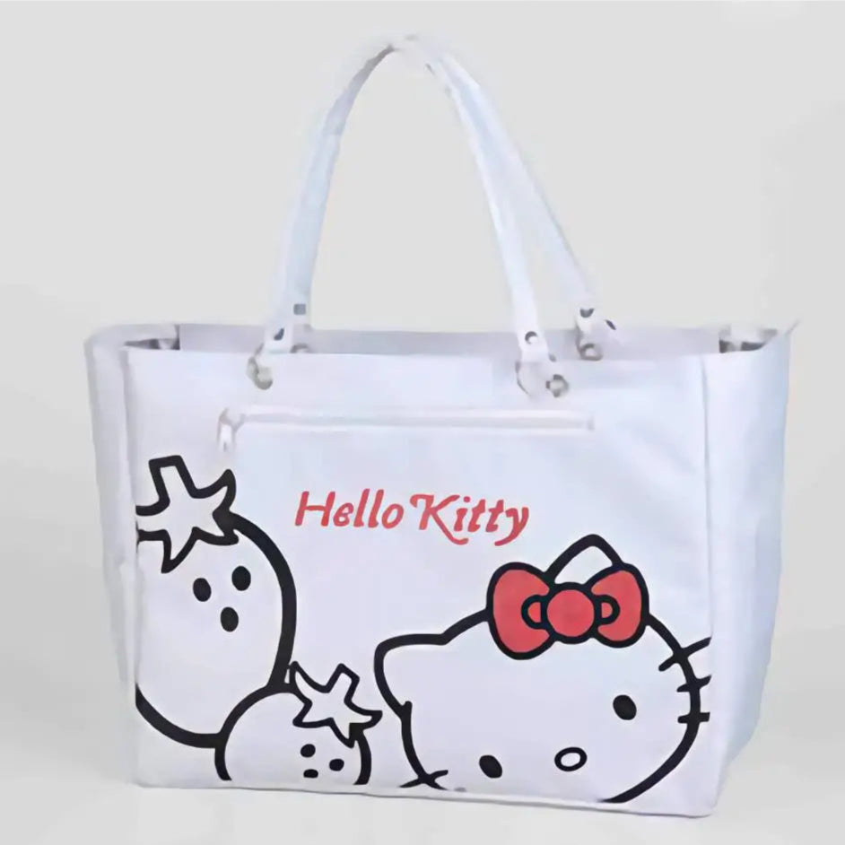 Hello Kitty ハローキティ ストロベリートートバッグ 鞄 マチポケット付き ホワイト