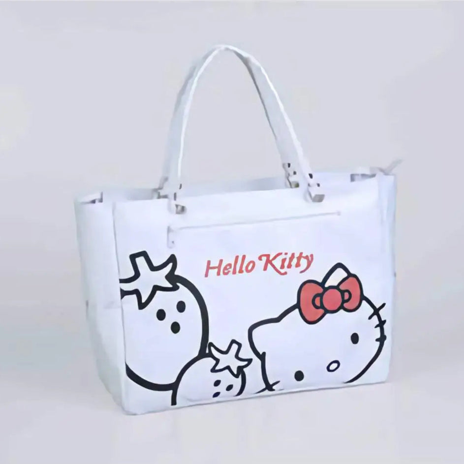 Hello Kitty ハローキティ ストロベリートートバッグ 鞄 マチポケット付き ホワイト