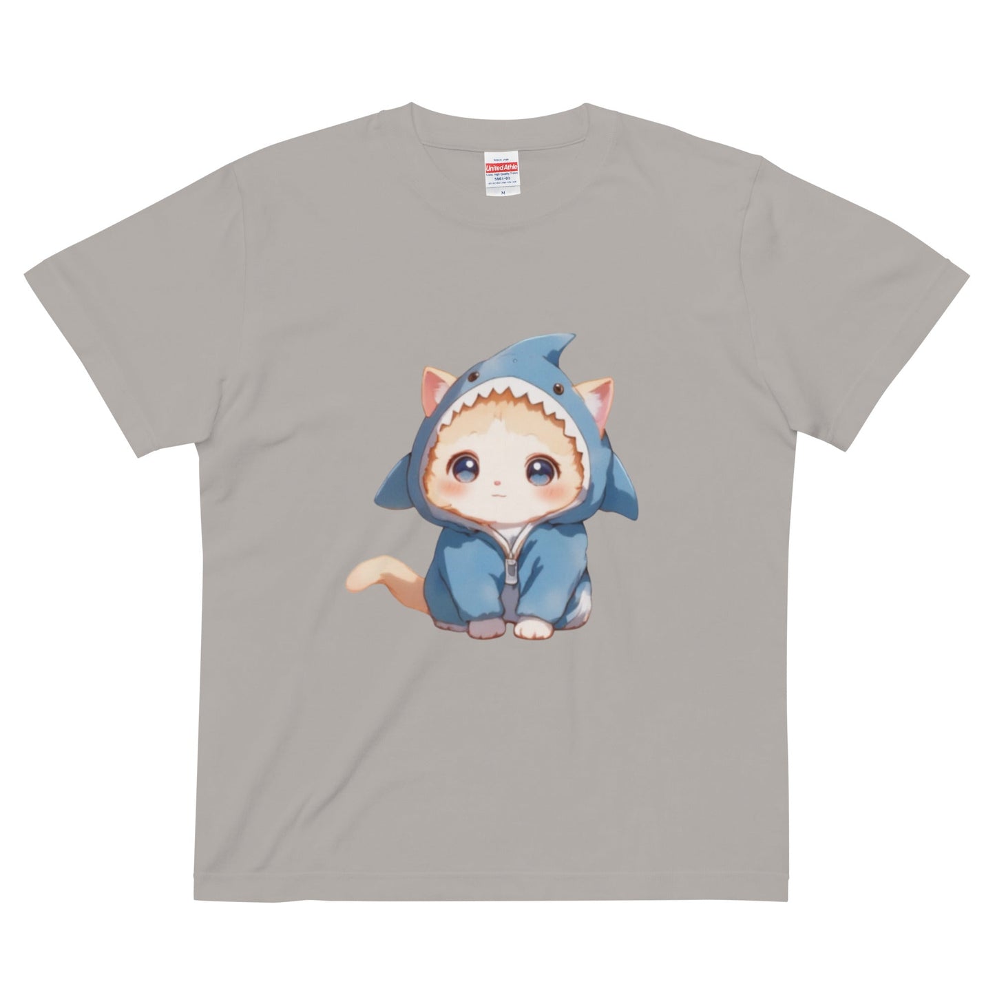 ハイクオリティーTシャツ サメにゃん　サメ　猫　黒　ネイビー　赤　ブルー　グレー　ベージュ　白 - ルクス・シャル　Luxe Char