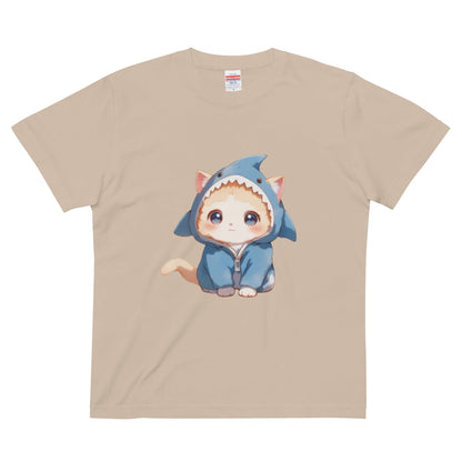 ハイクオリティーTシャツ サメにゃん　サメ　猫　黒　ネイビー　赤　ブルー　グレー　ベージュ　白 - ルクス・シャル　Luxe Char