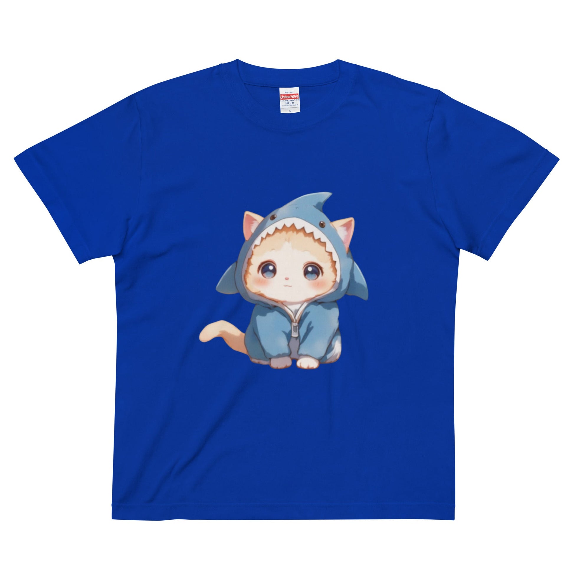 ハイクオリティーTシャツ サメにゃん　サメ　猫　黒　ネイビー　赤　ブルー　グレー　ベージュ　白 - ルクス・シャル　Luxe Char